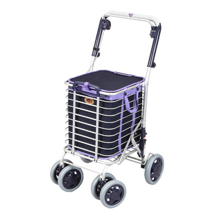 ショッピングカートワイヤーカートバッグ付きアルミ製ブレーキ付き高さ調節可能