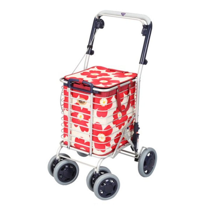 ショッピングカートワイヤーカートバッグ付きアルミ製ブレーキ付き高さ調節可能