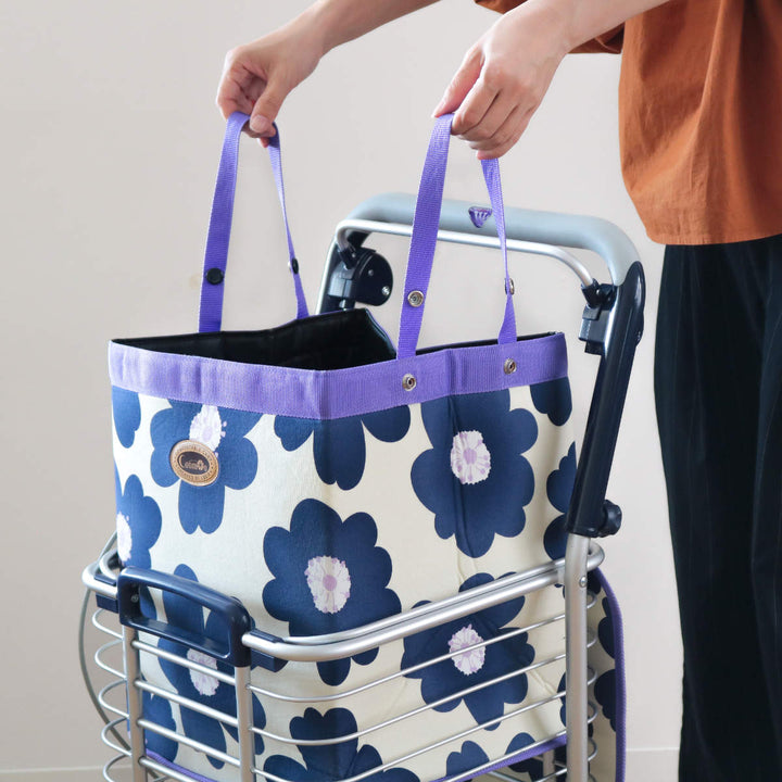 ショッピングカートワイヤーカートバッグ付きアルミ製ブレーキ付き高さ調節可能