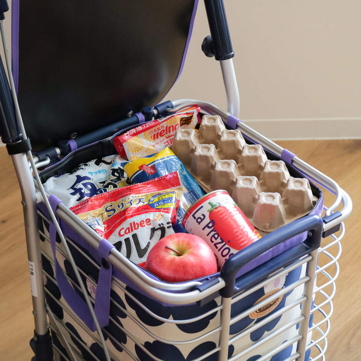 ショッピングカートワイヤーカートバッグ付きアルミ製ブレーキ付き高さ調節可能