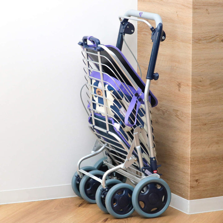 ショッピングカートワイヤーカートバッグ付きアルミ製ブレーキ付き高さ調節可能