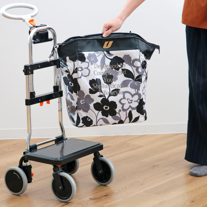 ショッピングカートアップラインバッグ付きアルミ製ショッピングキャリー高さ調節可能