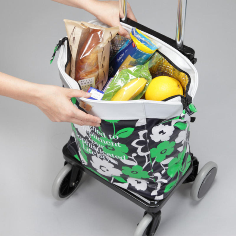 ショッピングカートアップラインバッグ付きアルミ製ショッピングキャリー高さ調節可能