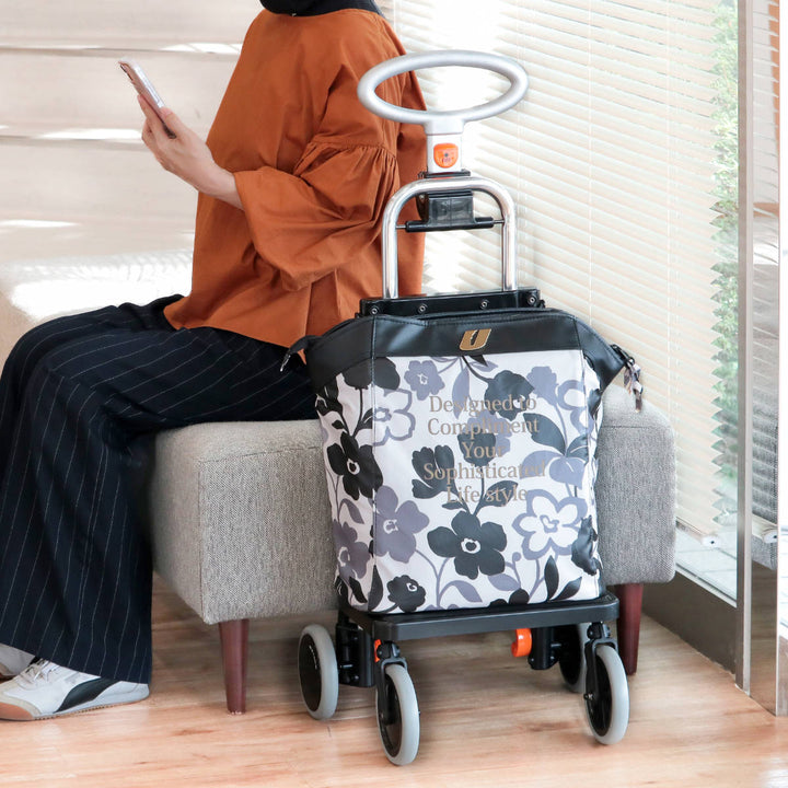 ショッピングカートアップラインバッグ付きアルミ製ショッピングキャリー高さ調節可能