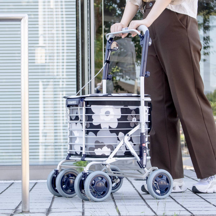 ショッピングカートワイヤーカートスワレルバッグ付きアルミ製ショッピングキャリー