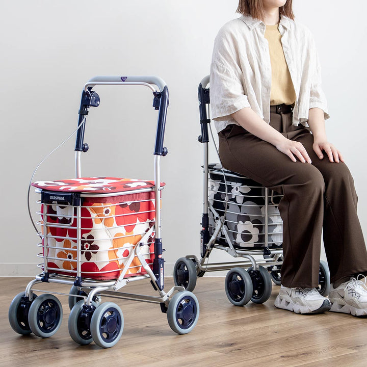 ショッピングカートワイヤーカートスワレルバッグ付きアルミ製ショッピングキャリー