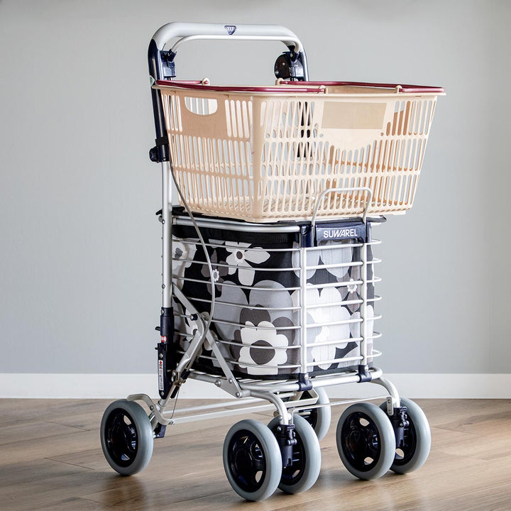 ショッピングカートワイヤーカートスワレルバッグ付きアルミ製ショッピングキャリー