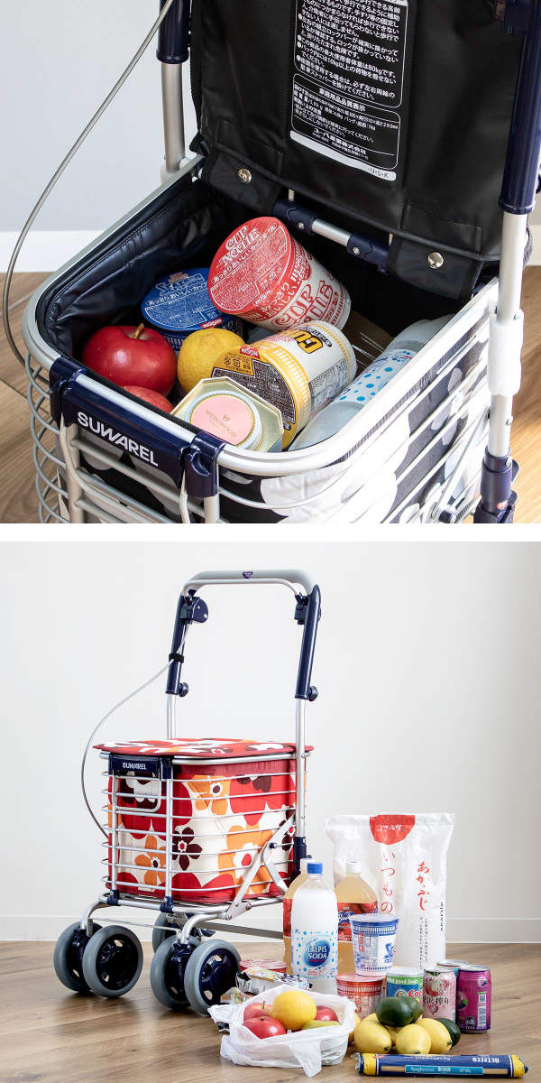 ショッピングカートワイヤーカートスワレルバッグ付きアルミ製ショッピングキャリー