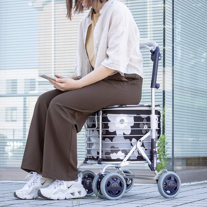 ショッピングカートワイヤーカートスワレルバッグ付きアルミ製ショッピングキャリー