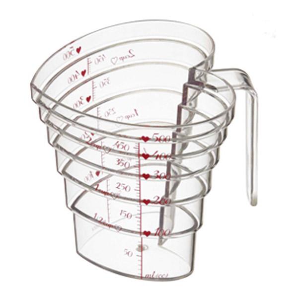 山崎実業段々計量カップハート500MLクリア