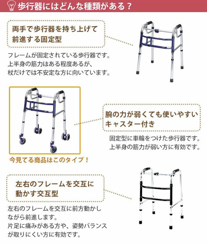 歩行器アルミ製前輪固定キャスター付後脚スタンド式固定型スライドフィットXSタイプミニサイズ室内専用非課税