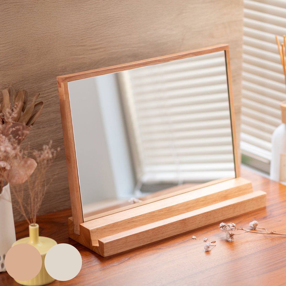 横型スタンドミラー ミラー 卓上 POCO 幅40cm スタンドミラー 卓上ミラー デスクミラー