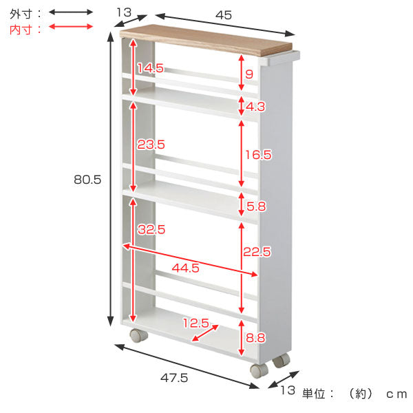 山崎実業towerハンドル付きスリムワゴンタワー