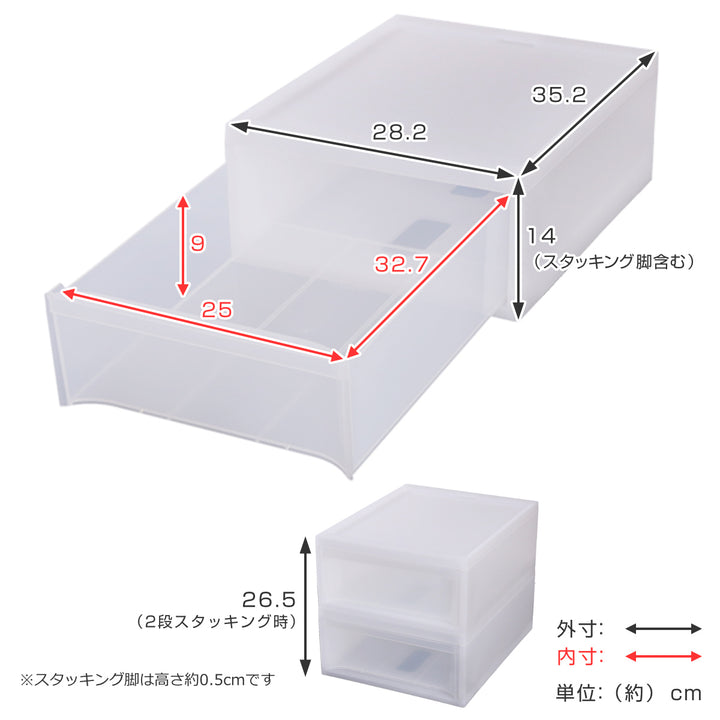 収納ケーススタックシステムケースA4サイズM約幅28.2×奥行35.2×高さ14cm