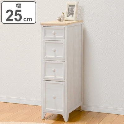スリムチェスト 4段 桐チェスト カントリー調 シャビーウッド 幅25cm