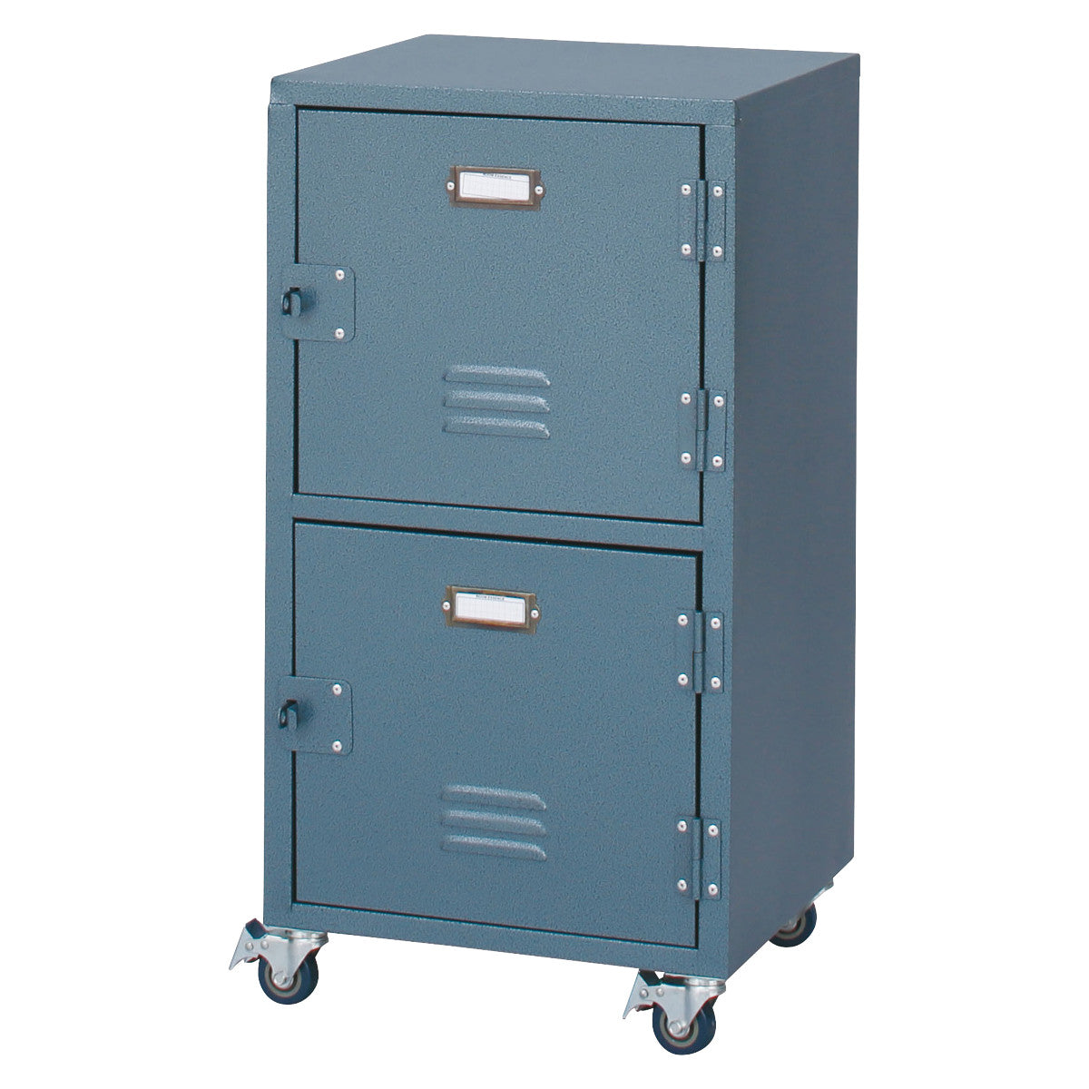 チェスト 幅39cm 2段 扉付 スチールボックス ミリタリー調 キャスター