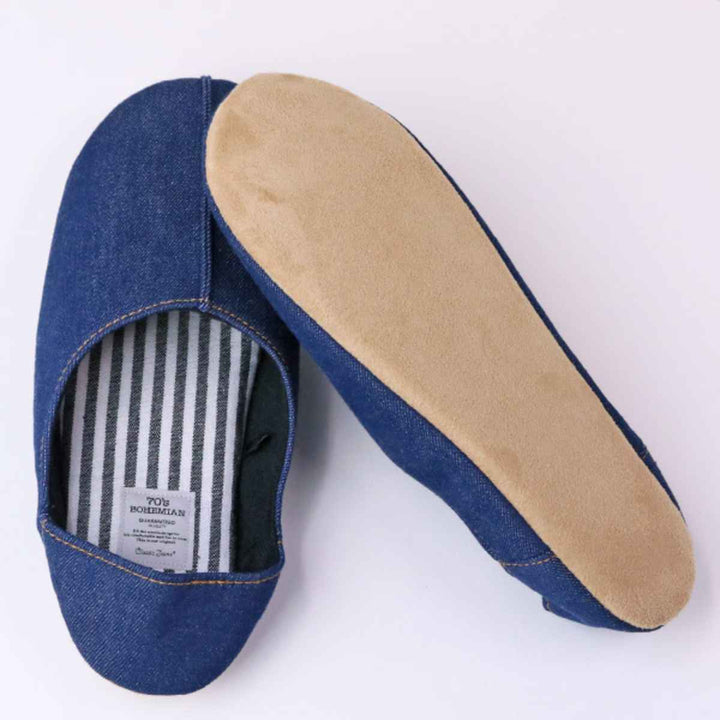 スリッパbohemianデニムバブーシュMサイズブルー