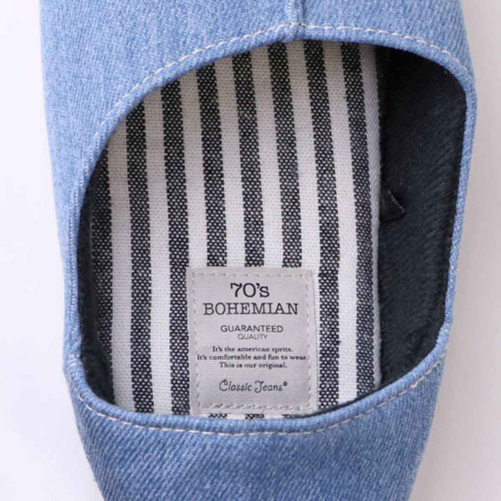 スリッパbohemianデニムバブーシュMサイズブルー