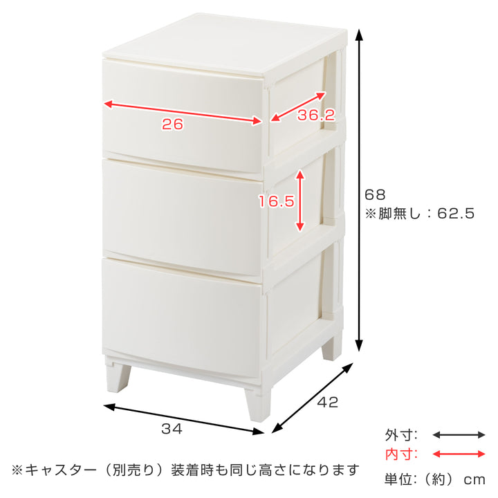 チェスト3段幅34×奥行42×高さ68cmルームスシェード