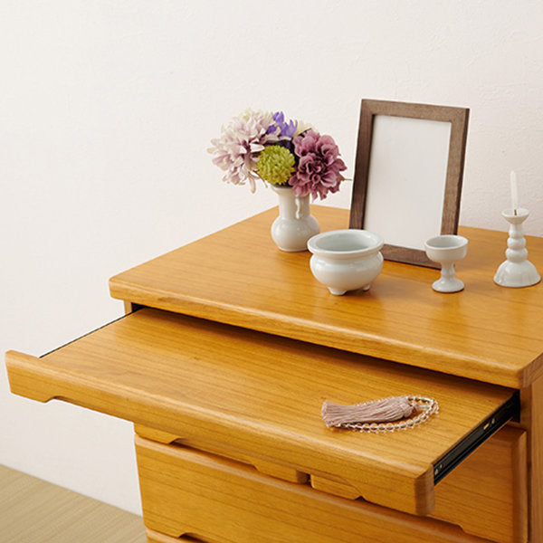 仏壇チェスト4段桐製スライドテーブル付幅60cm完成品