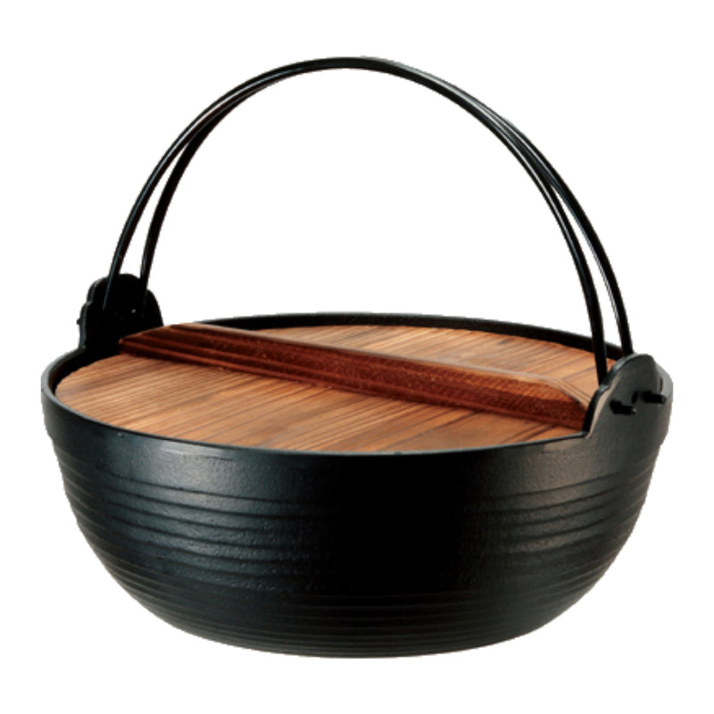 いろり鍋24cmIH対応木蓋付き割烹丸鍋南部鉄器日本製