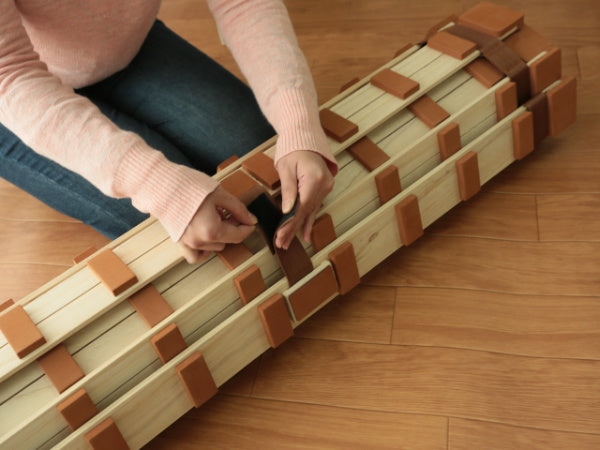 すのこベッドダブルロール式薄型折りたたみすのこマット桐製軽量