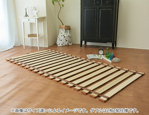 すのこベッドダブルロール式薄型折りたたみすのこマット桐製軽量