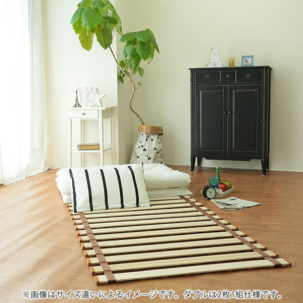 すのこベッドダブルロール式薄型折りたたみすのこマット桐製軽量
