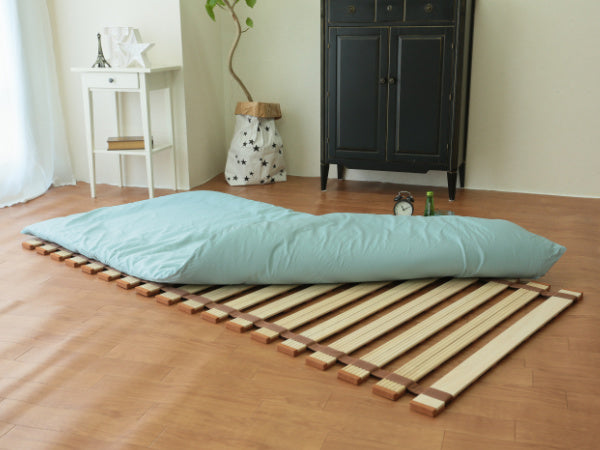 すのこベッドダブルロール式薄型折りたたみすのこマット桐製軽量