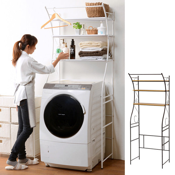 □在庫限り・入荷なし□ 洗濯機ラック ロートアイアン 3段 幅75cm 