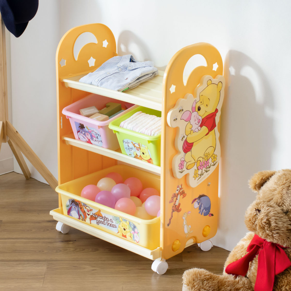 くまのプーさん　棚 おもちゃ 収納ラック 3段 くまのプーさん トイステーション – ハウジー