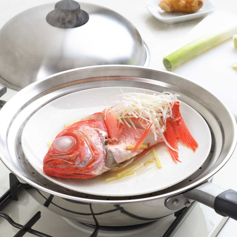 蒸し皿24～26cm用フライパンにのせて簡単蒸しプレートドーム型日本製