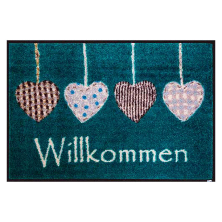 玄関マットwash+dryウォッシュアンドドライCottageHeartsジェードグリーン50×75cm