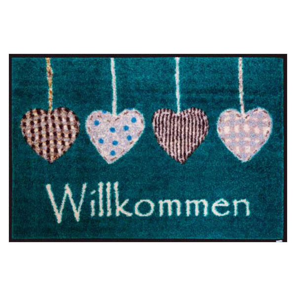 玄関マットwash+dryウォッシュアンドドライCottageHeartsジェードグリーン50×75cm