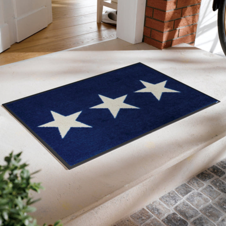 玄関マットwash+dryウォッシュアンドドライStarsネイビー50×75cm
