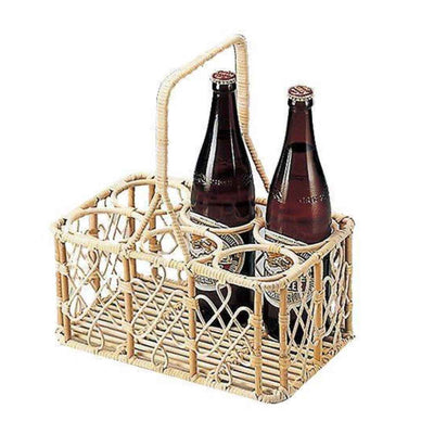 ビール運び 6本用 籐 ラタン 製 瓶ビール ボトルキャリー 配膳 業務用