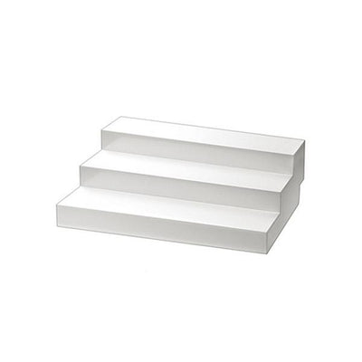 ディスプレイラック スライド式ひな段 3段 伸縮幅35～68.5cm 日本製 ホワイト