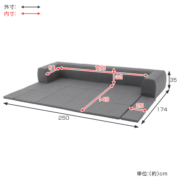 ローソファカバーリングフロアマット付ジュイール幅250cmグレー