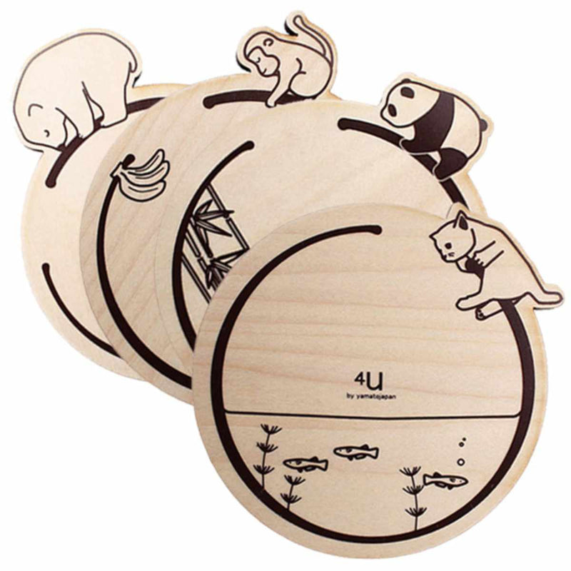 コースター木製動物リング合板コップ敷き日本製