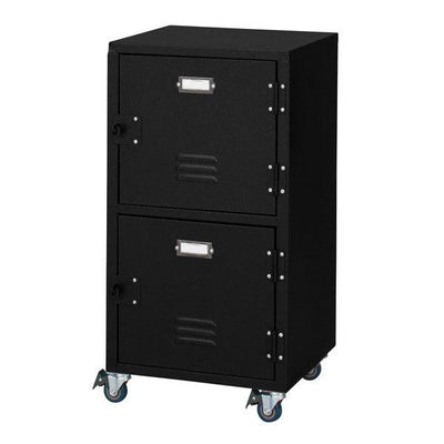 スチールラック 幅39cm 2段 扉付 ロッカー風 キャスター付 RALD