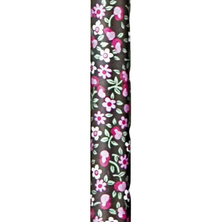 杖伸縮軽量女性おしゃれステッキ花柄アルミ製黒