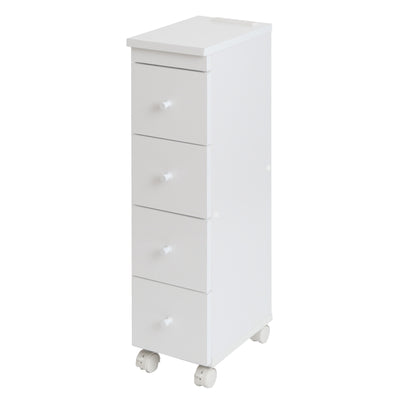 スリムチェスト 幅20cm 4段 キャスター 2口コンセント付 背面化粧 完成品