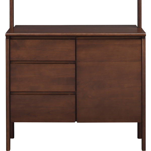 オープンラック付シェルフ3段天然木ヴィンテージ調ブリッジ幅85cm