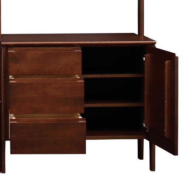 オープンラック付シェルフ3段天然木ヴィンテージ調ブリッジ幅85cm