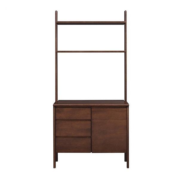 オープンラック付シェルフ3段天然木ヴィンテージ調ブリッジ幅85cm