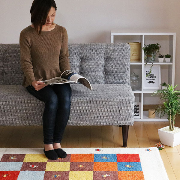 ラグ2畳200×200cm手織りマットインテリアマットギャッベD3