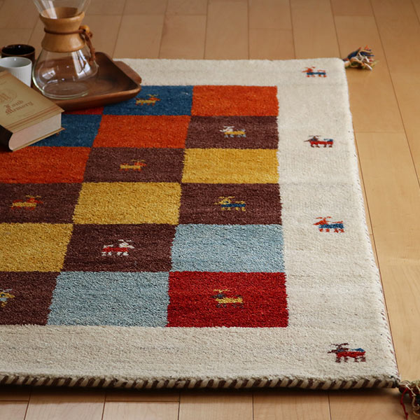 ラグ3畳200×250cm手織りマットインテリアマットギャッベD3