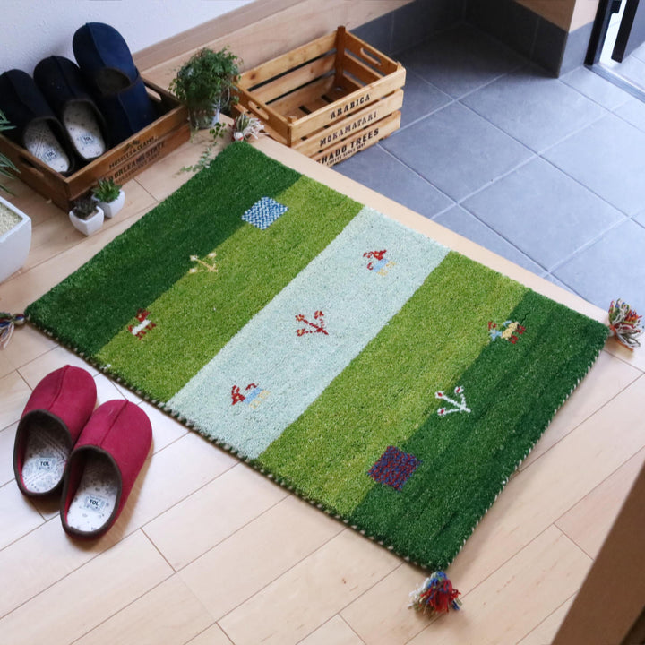 室内玄関マット45×75cm手織りギャッベインテリアマットD11