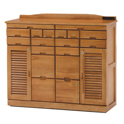 FAX台 電話台 幅96cm 桐チェスト 鍵付き 多段引出し 天然木 完成品