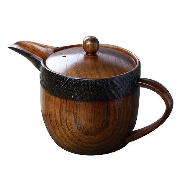 急須布貼り小漆木製ティーポット天然木食器